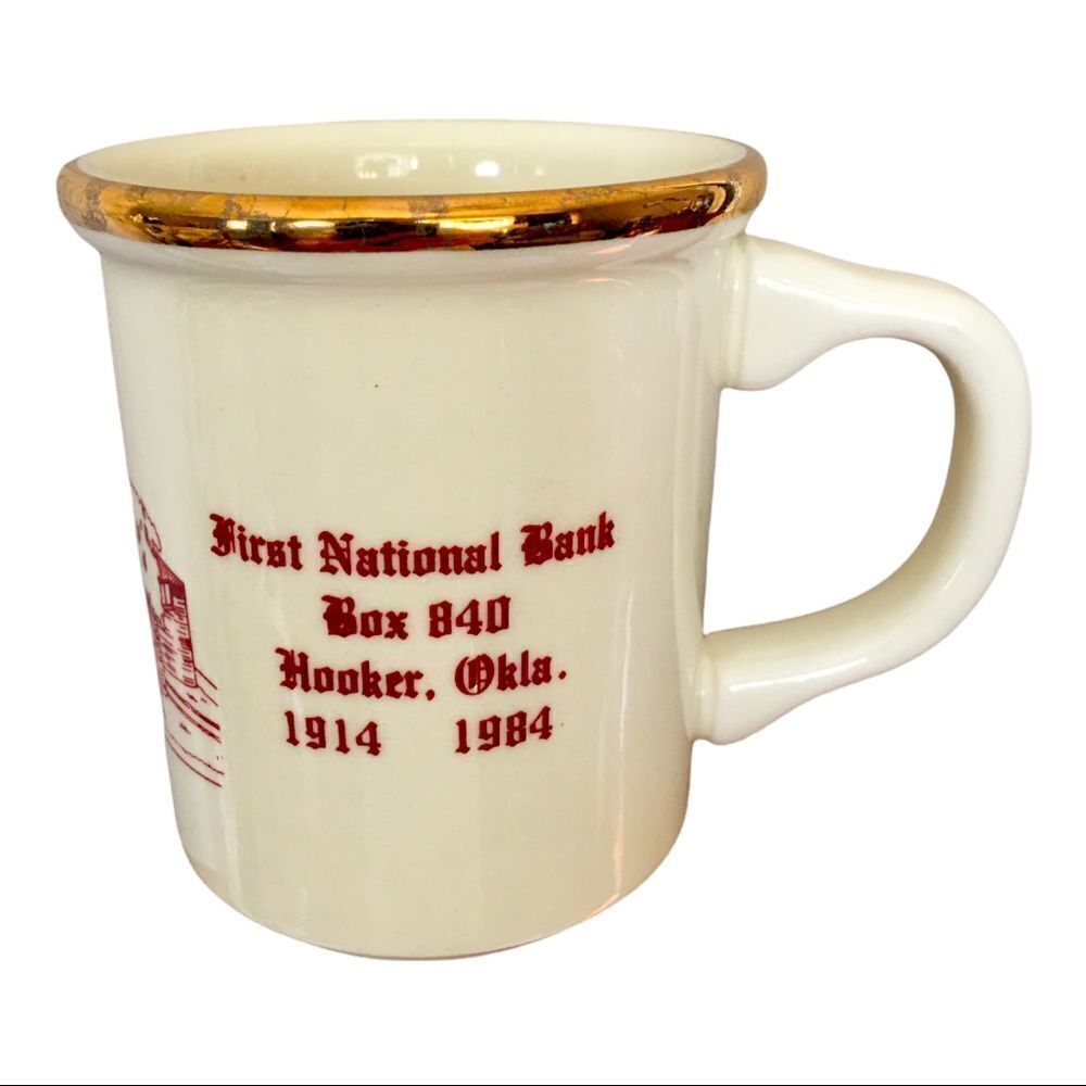 Vintage Hooker Bank Gold Rimmed Coffee Mug/Cup